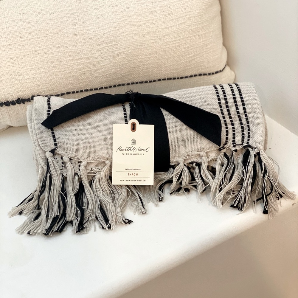 Black and Grey Indoor/outdoor throw hearth & hand